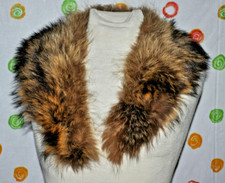 VINTAGE chic BROWN FAUX FUR SCARF STOLE w Inner Lining EUC