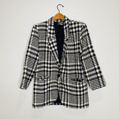 Best American Clothing Co. Vtg Blazer Women s M 25% Woop Houndstooth Lined USA