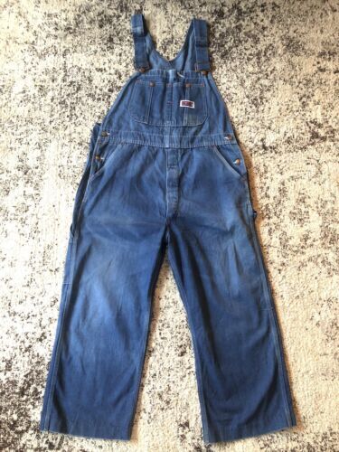 Vintage 70s Big Mac Overalls Painters Bibs 36 Canvas Square Bak  