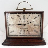 Classic Table/desk Clock 42cm Antique Leather Finish Barnes High Street London Classic Table/desk Clock 42cm Antique Leather Finish Barnes High Street London