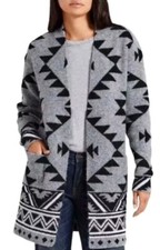 Frye Womens Open Front Knit Cardigan Gray Size Small Aztec Cozy Western 80