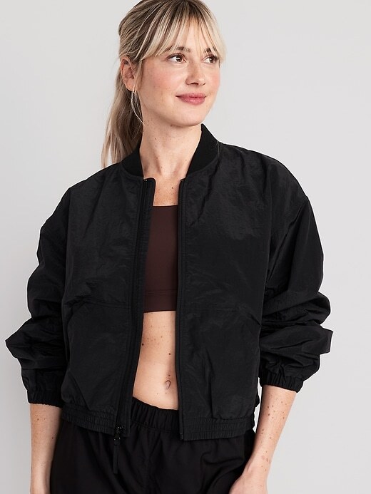 Old Navy Lightweight Cropped Nylon Jacket Women's Size XS black