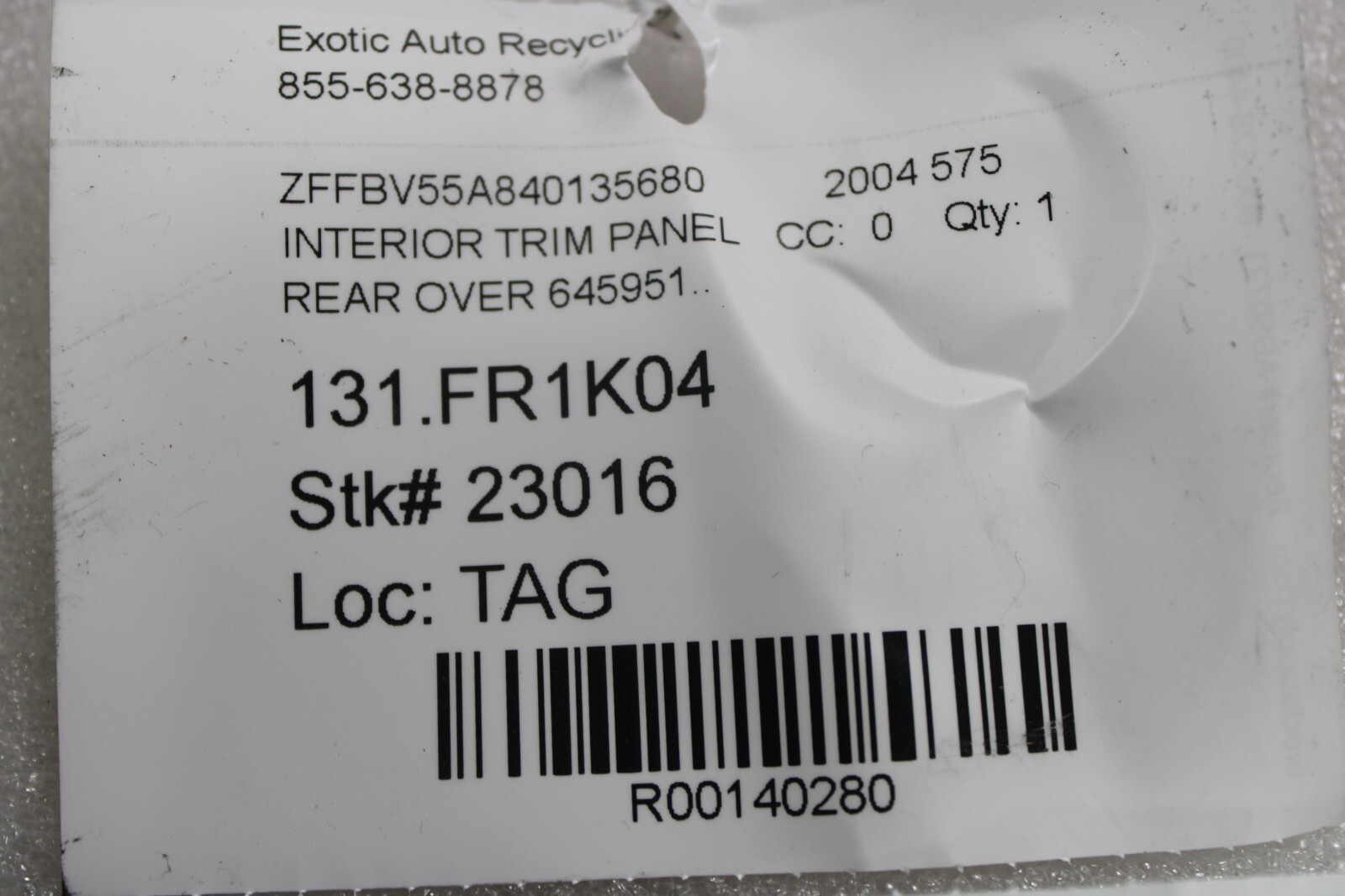 Ferrari 575, Rear Over Windshield Trim Cover, Used, P/N 645951