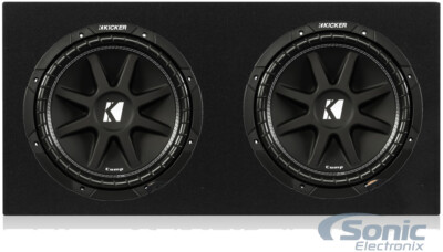 2) KICKER 43C124 12'' 600W 4 Ohm Car Audio Power Subwoofers + Dual Sealed Sub Box