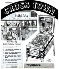 1966  "Cross Town" by Gottlieb Pinball Machine Game Release Promo Reprint Ad