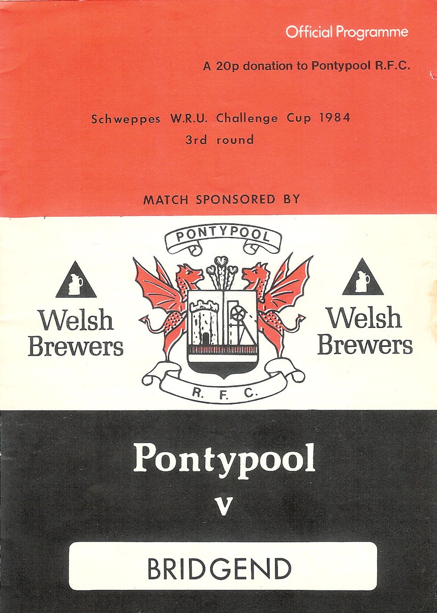 PONTYPOOL RFC, WALES HOME RUGBY PROGRAMMES 1984 WELSH AND ENGLISH CLUBS  GOOD