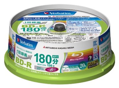 20 Verbatim Printable Blu-ray 25GB 6x blank BD-R Blank Disc Media w/ Tracking