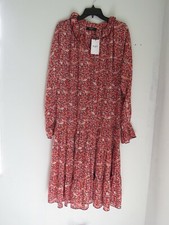 Anthropologie O.P.T Floral Poppy Boho Prairie Ruffle Midi Dress V-Neck M NWT