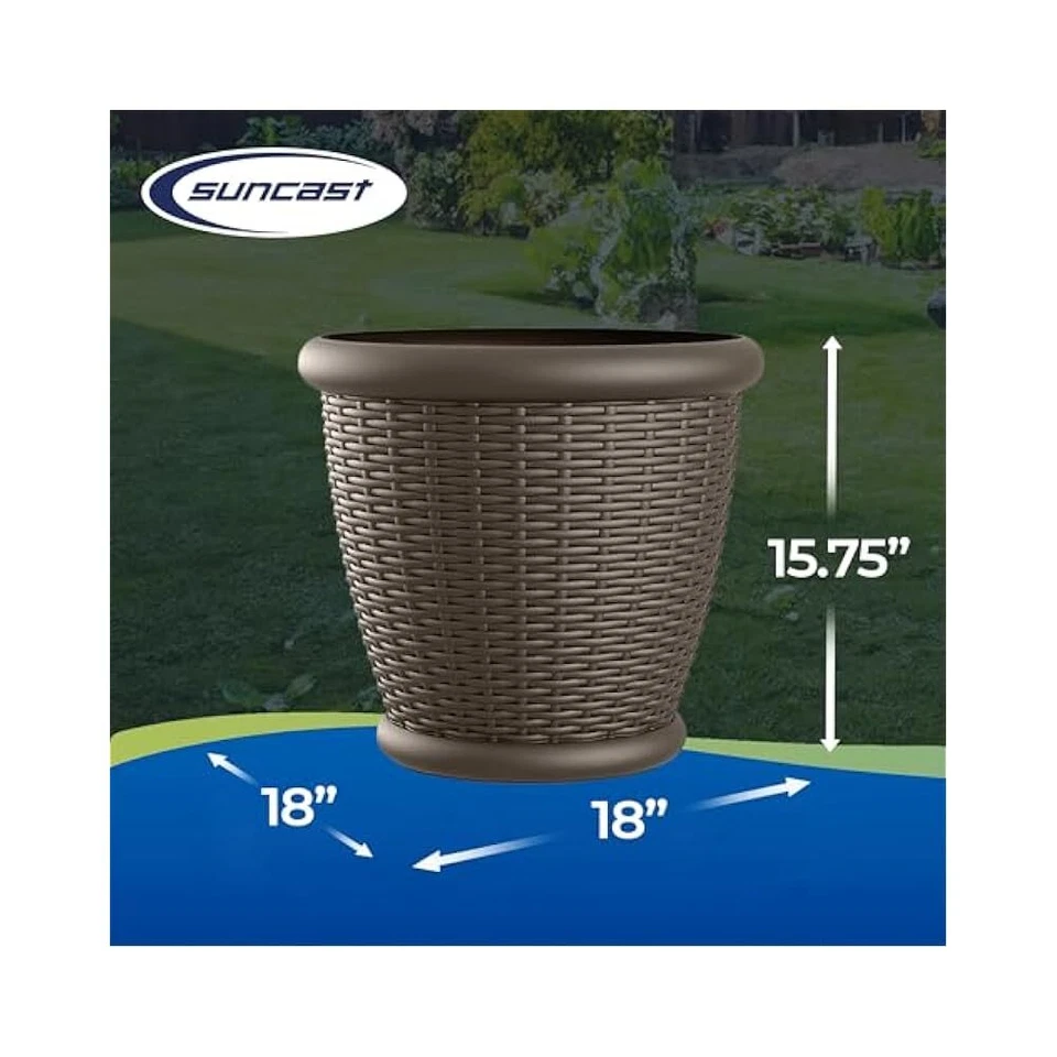 Humedad,Bloqueo Macetas de Mimbre, Tamaño 18", Juego de 4, Drenaje para Plantas Saludables Foto 3 de 4