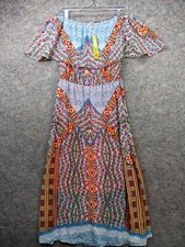 Gianni Bini Dress Womens Small Multicolor Southwest Boho Off the Shoulder Maxi