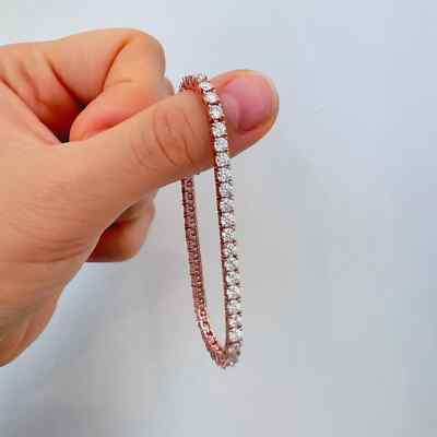 14K Rose Gold Plated 5Ct Round Lab Created Diamond Women's 7.5'' Tennis Bracelet