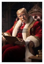 PRESIDENT DONALD TRUMP DRESSED UP AS SANTA CLAUS CHRISTMAS 4X6 AI PHOTO