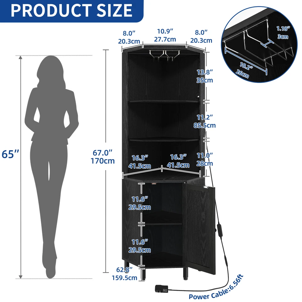 LED转角酒柜酒杯和玻璃酒架带谷仓门 — 第 4/4 张图片