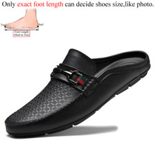 Summer Genuine Leather Casual Slip On Half Shoes For Men Loafers Flats Slippers