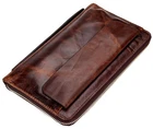 Vintage Genuine Cowhide Leather Long Wallet Men's Travel Clutch Bag Phone Purse