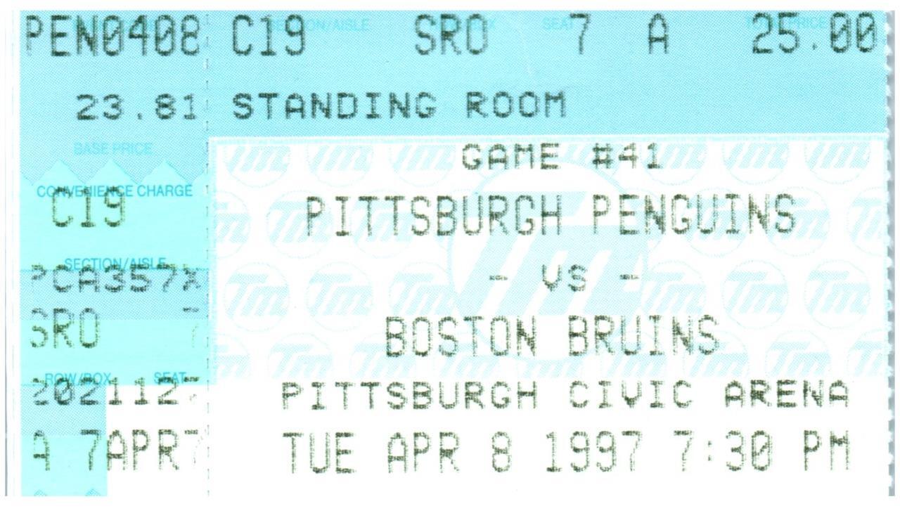 Vintage Pittsburgh Penguins Ticket Stub April 8 1997 Mario's First ...