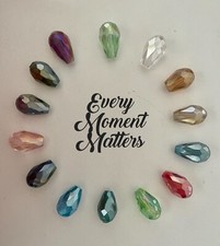 20 x AB COLOURED CRYSTAL GLASS FACETED TEARDROP PEAR 15x10mm Beads Mixed Cols