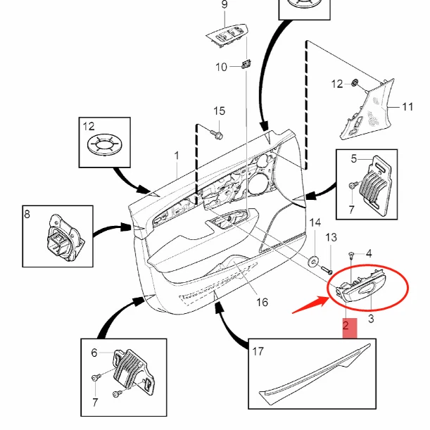 31699902 Left door inner handle, Fit for Volvo XC90 S90 V90CC 17-25 V90 18-21 - Image 4 of 4