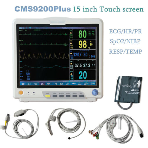 Touch Color Vital Signs 15 inch ICU Patient Monitor 7 Parameters Cardiac Monitor - Afbeelding 1 van 11