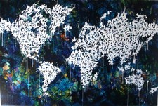 EACKONE Worldwide Original Painting Signed  + sticker banksy,shepard fairey,seen