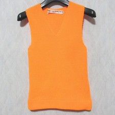 Comme des Garcons 90s Vintage Knit Vest Sleeveless Cut and Sew Orange Women USED