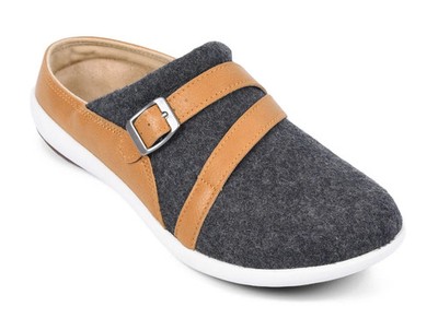 Spenco Ashton Women's Wool Slip-ons Charcoal/ Tan - 8.5 Wide