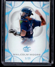 MALCOM MOORE 2024 LEAF TRINITY BLUE RC 1/25 TEXAS RANGERS 142