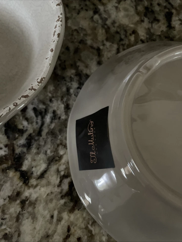 Il Mulino Melamina 4 Taupe Oscuro Craquelado Melamina Cuencos Ensalada de Cereales Nuevo Foto 3 de 3