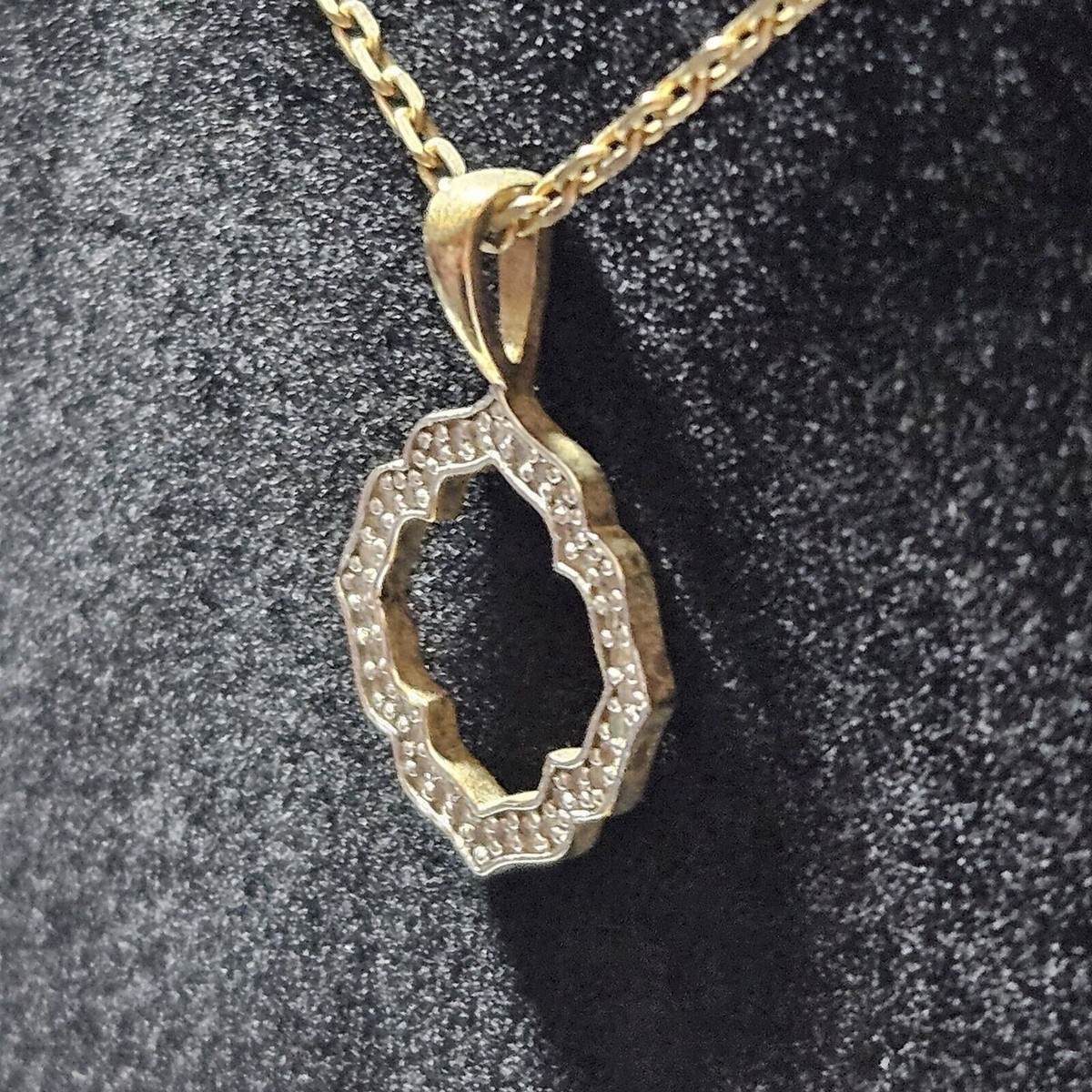 Heng Ngai Vermeil Gold over Sterling Silver Diamond Studded Pendant Necklace 20" View 6