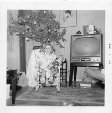 Vintage 1956 Baby Philco Predicta Television 1950s Photo Christmas Tree MCM