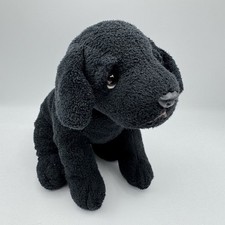 BLACK LABRADOR PUPPY DOG Vintage BEANBAG PLUSH Russ Berrie TOY 10" Beanie Figure