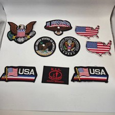 Lot of 9 USA Patriotic Eagle Flag Embroidered Patches Sew On Craft DIY Set