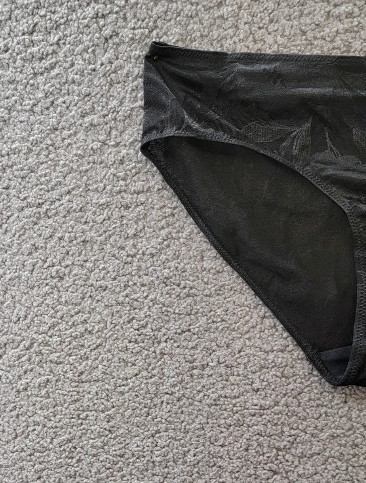 Hanro Jacquard Leaf Pattern Brief Panty Women’s Large 14/16 Black Beauty Pull On - Image 2 of 4