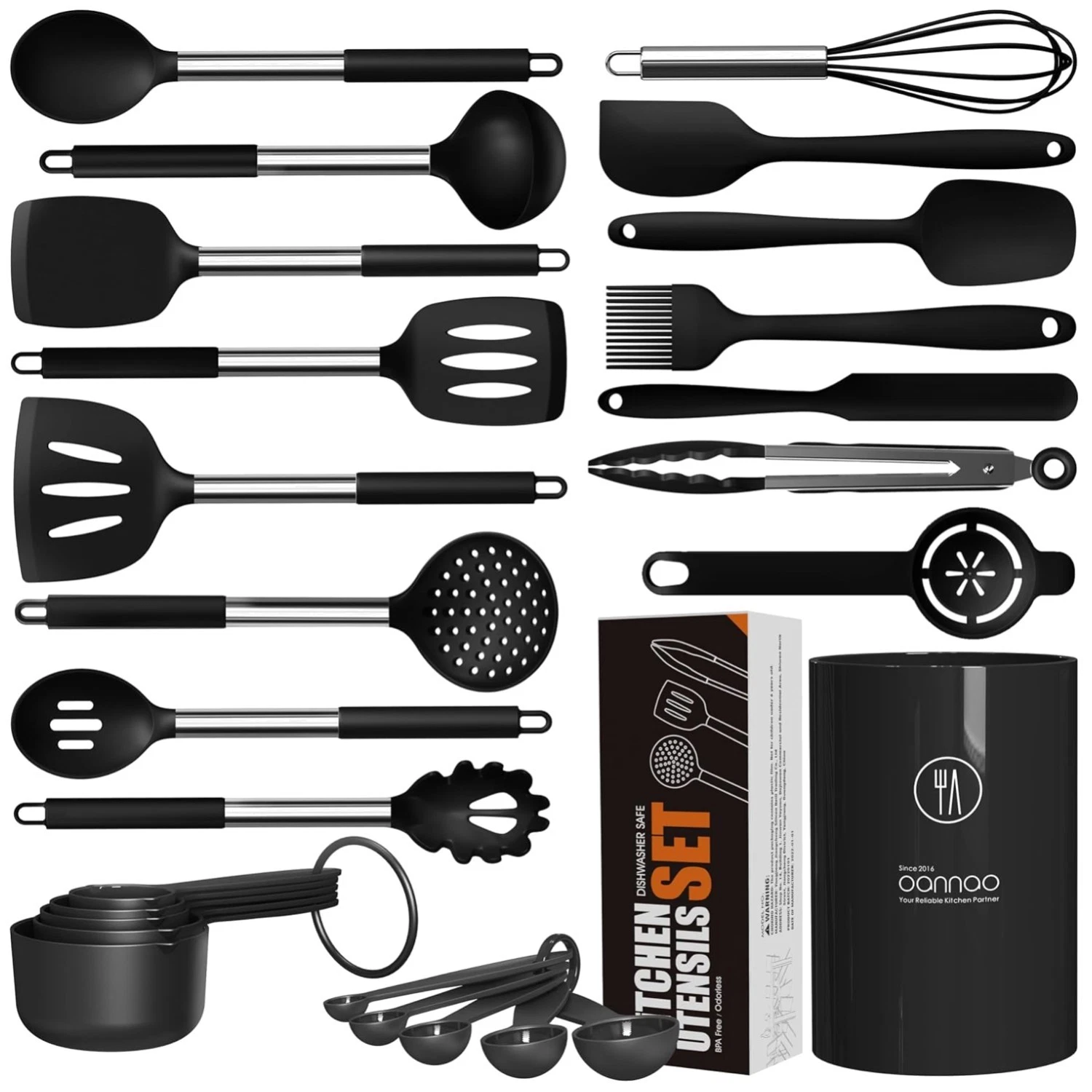 Silicone Cooking Utensils Set - Heat Resistant Kitchen Tools
