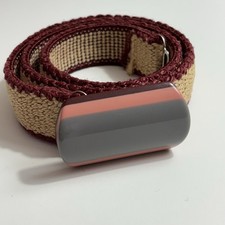 Vintage 1930s Boho XS 24  Pink Grey Maroon Laminated Buckle And Woven Jute Belt
