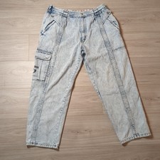 VTG 80s / 90s Bugle Boy Toxic Alert Jeans Size 36L Light Wash 33 L/27 W 