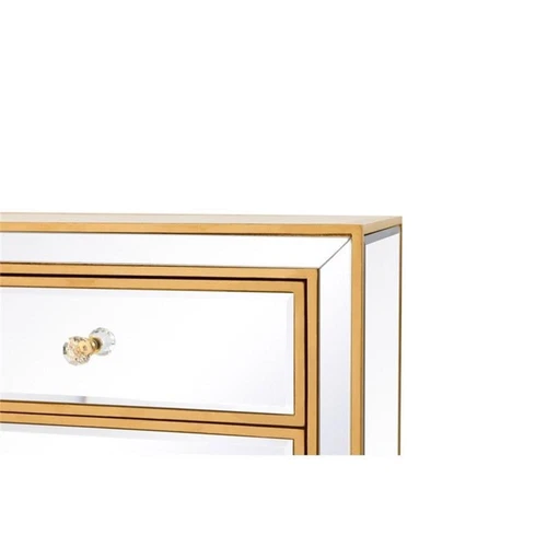 Elegant Decor Reflexion 2-Drawer Solid Wood and MDF Nightstand in Gold - Picture 6 of 8