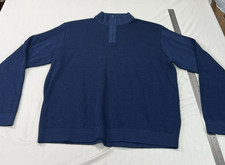 Circle Rock Sweater Mens 2XL XXL Blue Wool Cotton Blend Quarter Zip USA Made EUC
