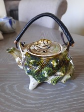Vintage Small Japanese Majolica Shell Teapot.
