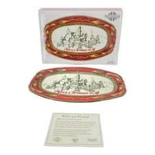 Fitz and Floyd Merry Christmas to All Holiday St Nick Sentiment Serving Tray