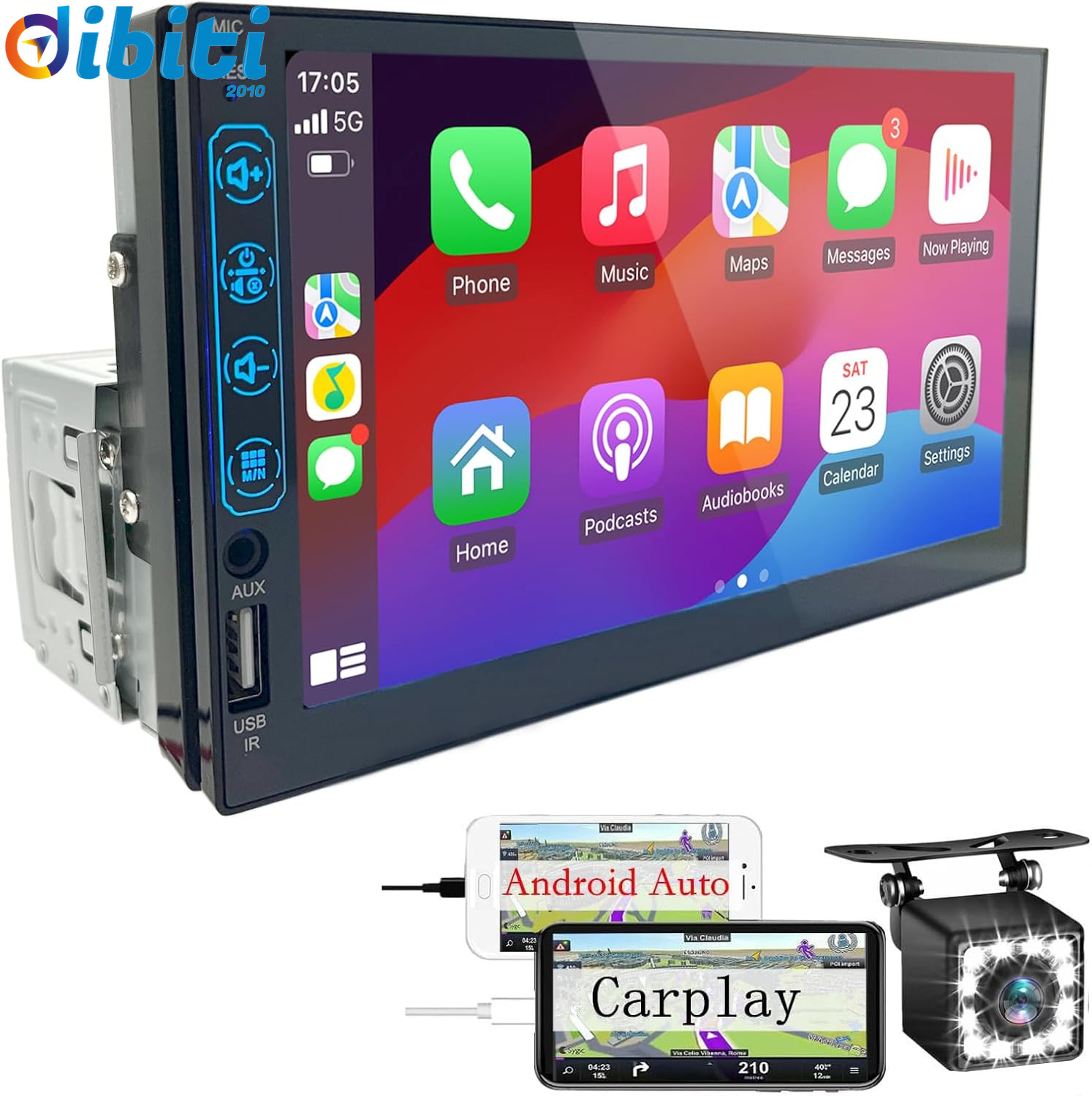 Autoradio 1 DIN Con Schermo Carplay & Android Auto – 7 Pollici Touchscreen Stere