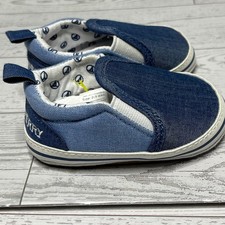Sperry Infant Blue Denim Slip On Crib Shoes Size 2 3-6M Baby Shoes