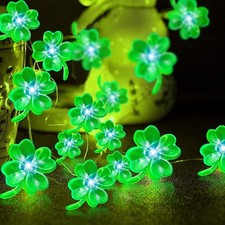 Shamrocks Lights St. Patrick'S Day Decorations St. Patrick'S Lights Timer 10 Ft