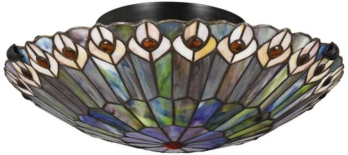 Quoizel Watkins 16 1/2" Vintage Bronze Tiffany Style Ceiling Light - Picture 3 of 3