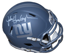 JOHN HARBAUGH signed NEW YORK GIANTS Slate mini football helmet BECKETT BW07930