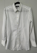 NEW DOLCE & GABBANA GOLD 15-1/2 x 39 White & Blue Striped Formal Dress Shirt