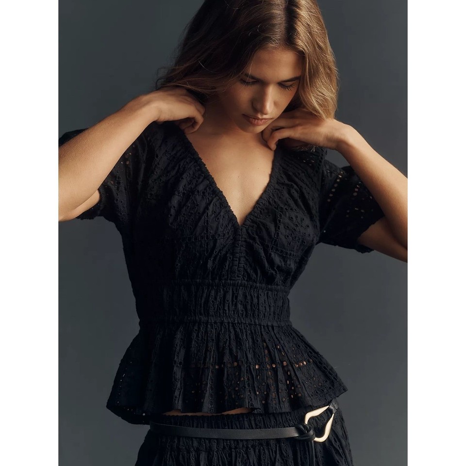 Tag Railing Rails Dax Maxi Skirt in Black Grid Embroidery. | eBay