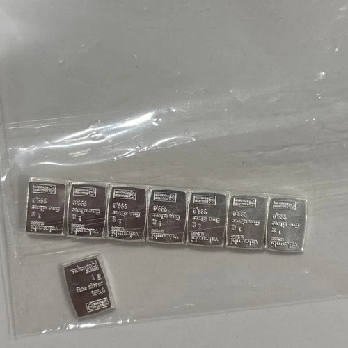 8 x 1 Gram Loose Silver  .999 PURE Valcambi Bar Swiss Bullion Lot