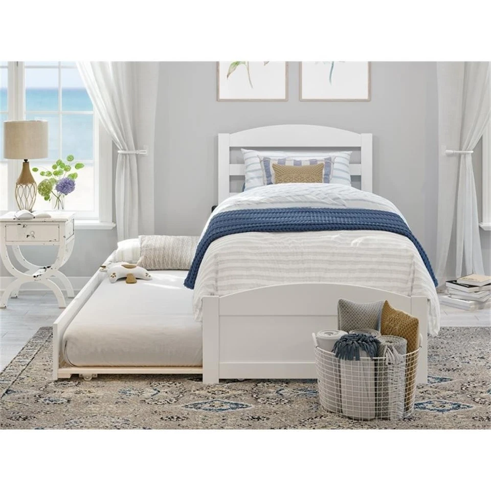 AFI Warren Solid Wood Twin Bed w/ Footboard & Twin Trundle in White - Image 4 of 4