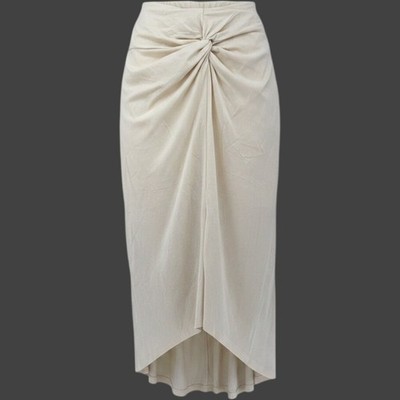 Eloquii Womens Plus Size 28 Off White Cream Twist Front Draped Midi Skirt NWT